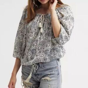 Denim & Supply Ralph Lauren Boho Blue Blouse Tassles